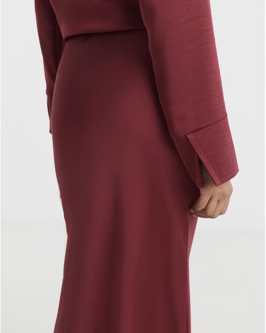 Flounce London Red Satin Maxi Skirt