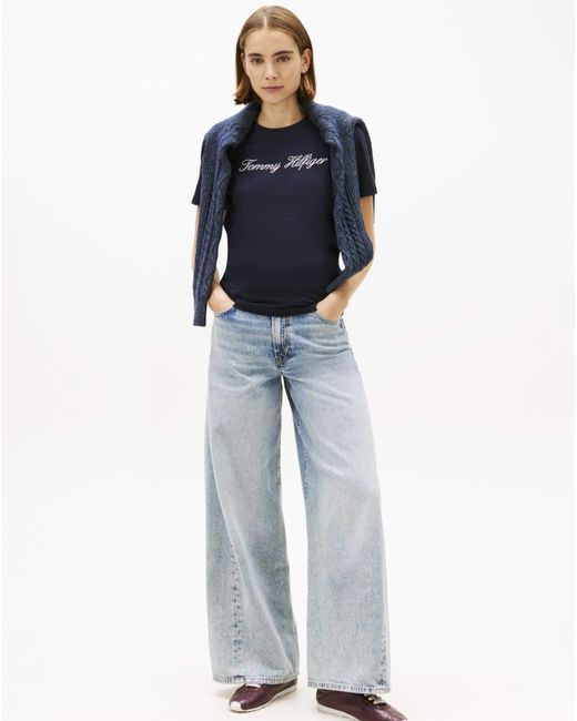 Tommy Hilfiger Blue Script Crew Neck Tee