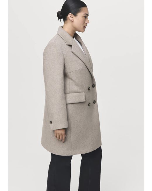 Mango Natural Cream Button Up Coat