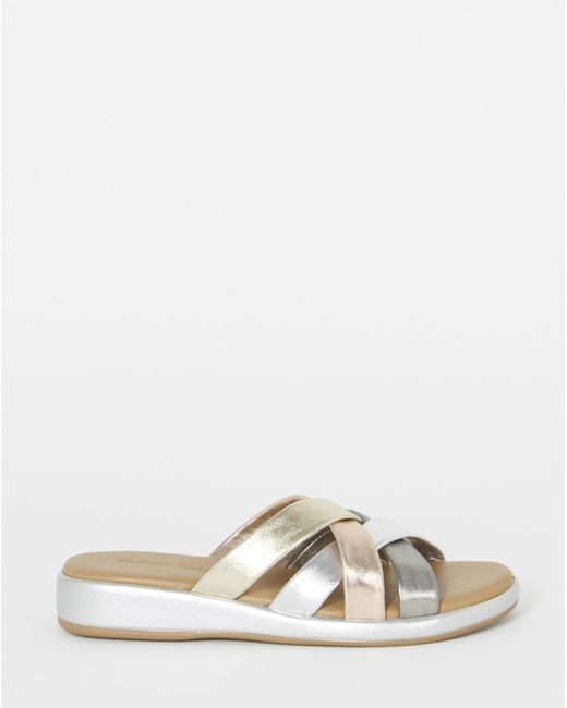JD Williams Natural Multi Tubular Mule Sandals Wide