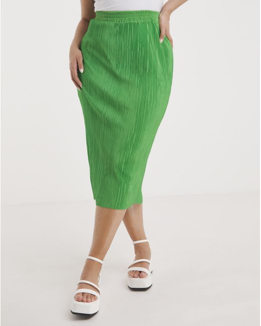 Simply Be Green Plisse Midi Tube Skirt