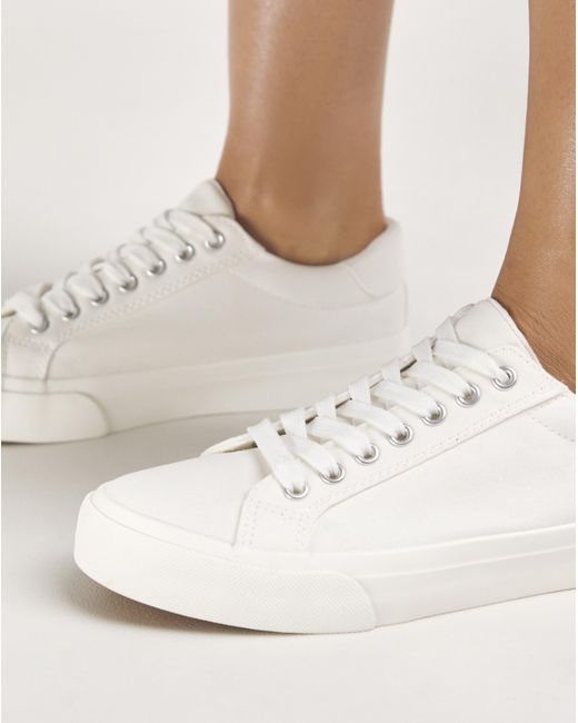 Simply Be White Lace Up Leisure Pumps Extra Wide Fit