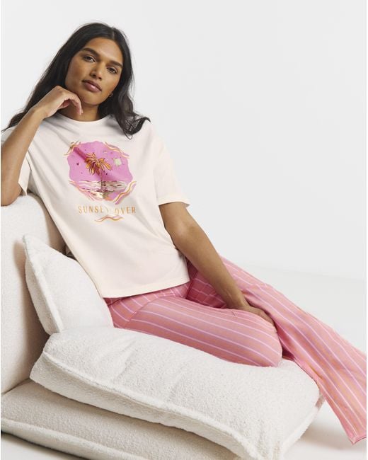 Simply Be Pink Sunset Lover Pant Pyjama Set