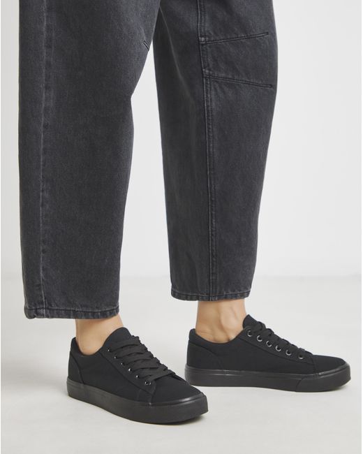 Simply Be Black Lace Up Canvas Trainer Wide