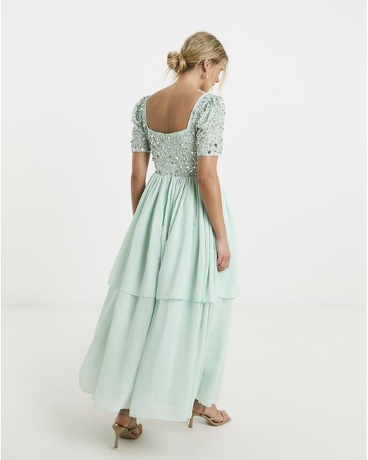 Maya Curve Blue Sequin Maxi Dress