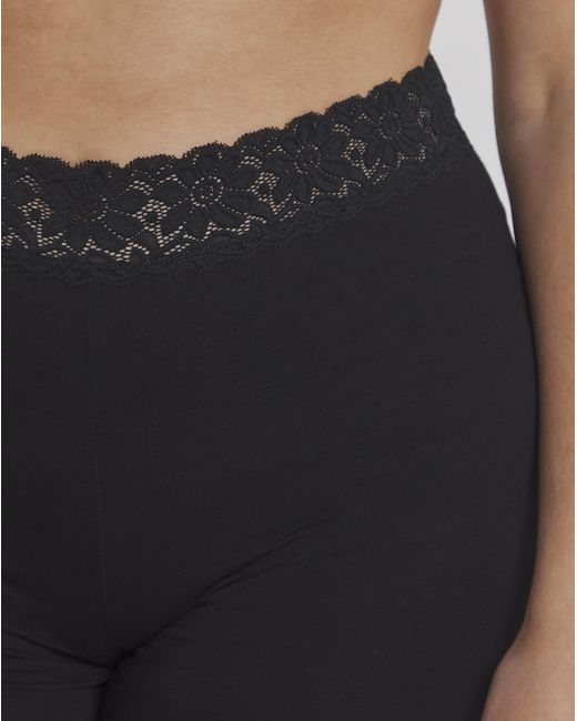 Pretty Secrets Black 2 Pack Cotton Comfort Lace Trim Shorts