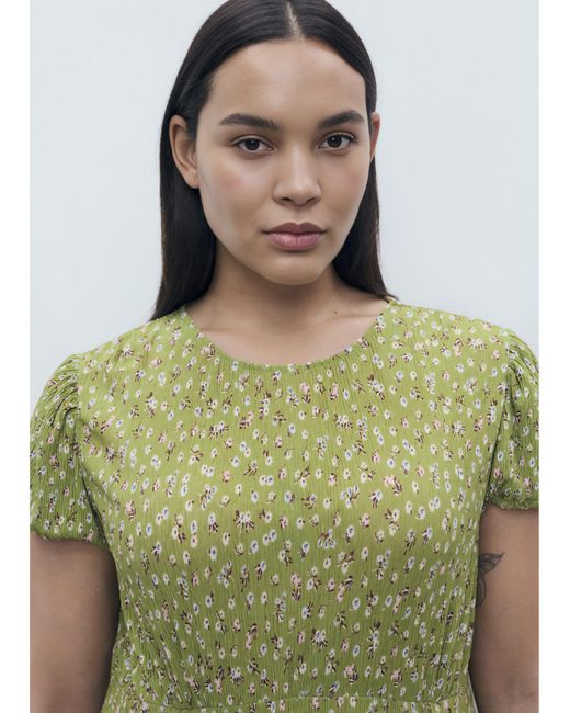 Mango Green Ditsy Floral Midi Dress
