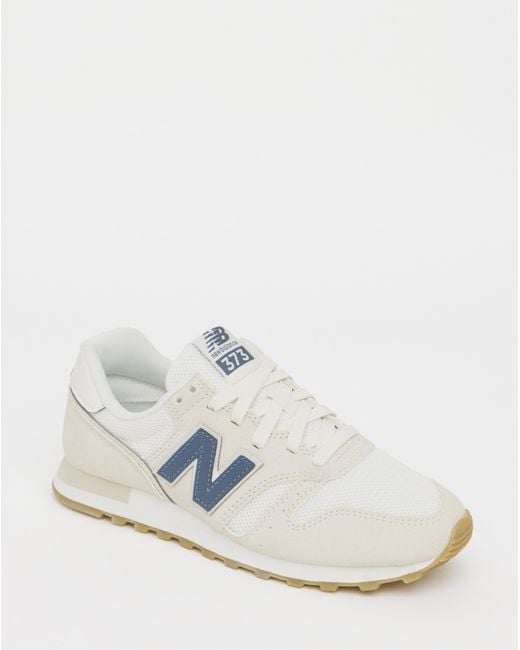 New Balance White 373 Suede Trainers