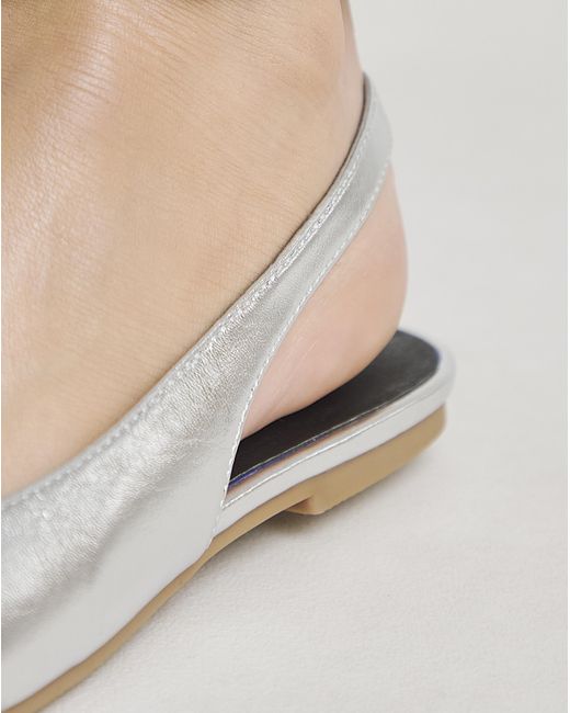 Simply Be Blue Square Toe Flat Slingback Ex Wide