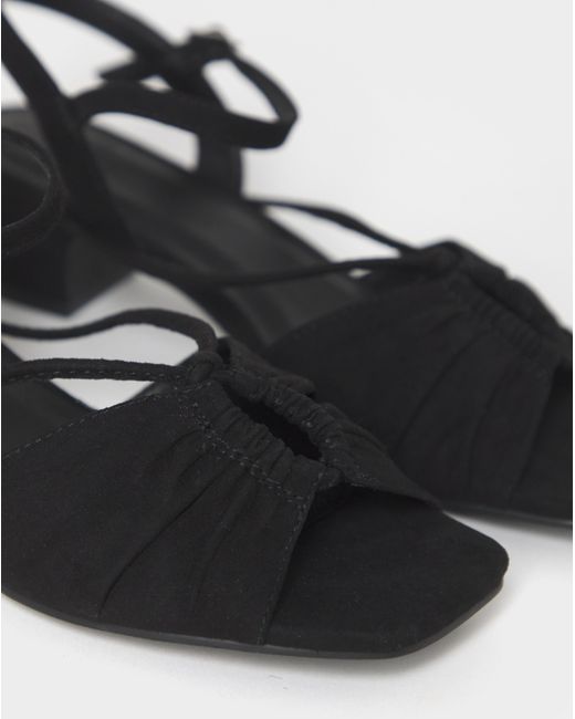 JD Williams Natural Ruched Low Block Heeled Sandal Ex Wide