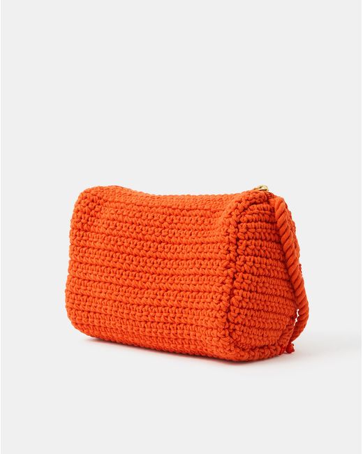 Accessorize Red Beaded Macrame Crossbody Bag