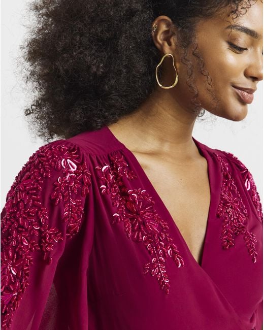 Hope & Ivy Red Petal Maxi Dress