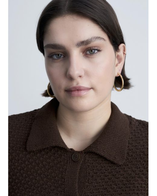 Mango Blue Polo Neck Knitted Choco Jacket