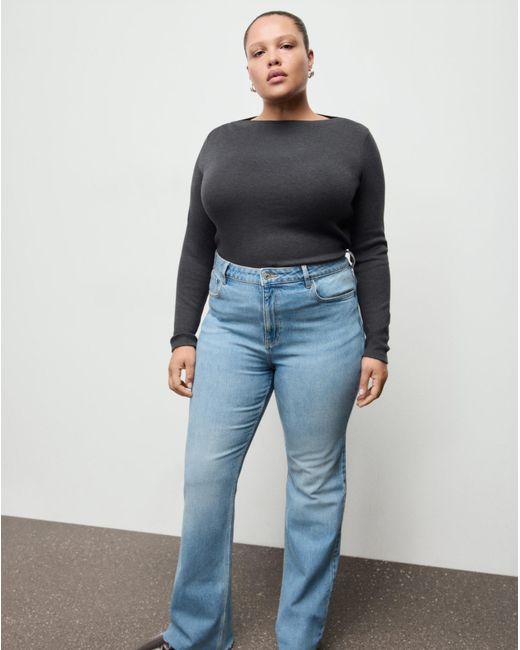 Mango Blue Flare Mid-Rise Jean