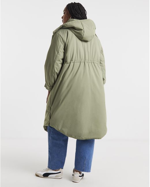 Simply Be Green Fleece Lined Padded Parka Coat