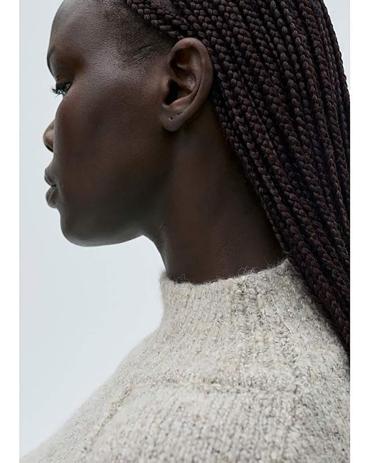 Mango White Creme High Neck Sweater
