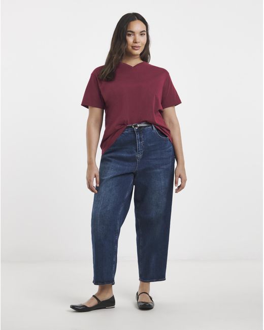 Simply Be Red 2 Pack High V Neck Slim Fit T-Shirt
