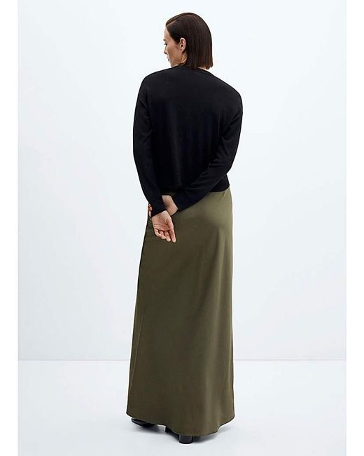 Mango Green Split Satin Maxi Skirt