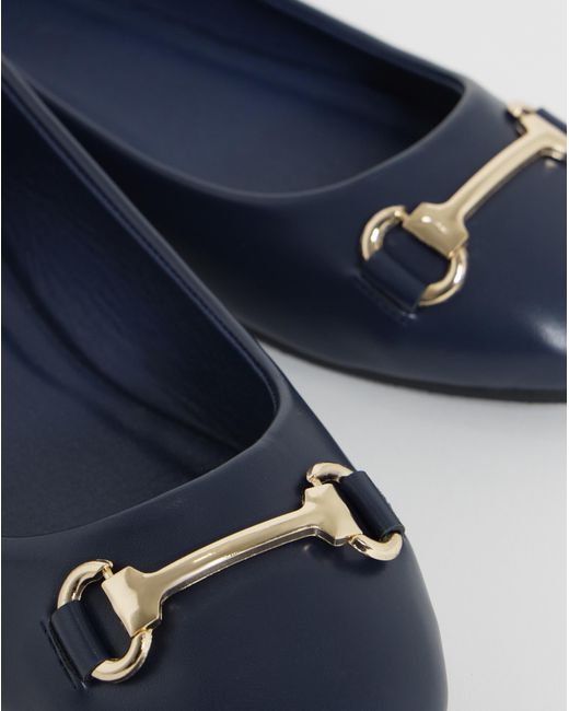 JD Williams Blue Classic Ballerina With Snaffle Ex Wide