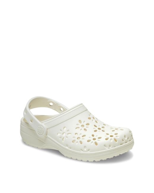 CROCSTM White Classic Floral Cut Out Clog