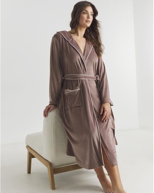 Pretty Secrets Brown Velour Ribbed Maxi Gown