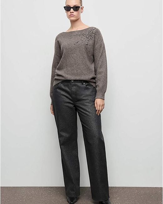 Mango Gray Bardot Jumper