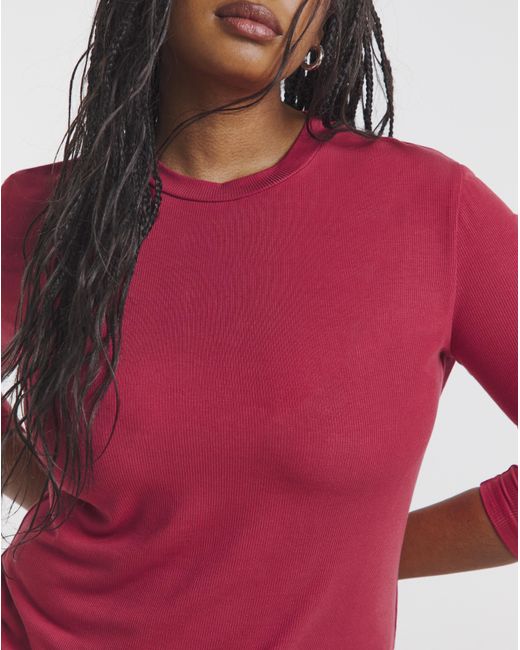 Simply Be Red Long Sleeve Rib Top