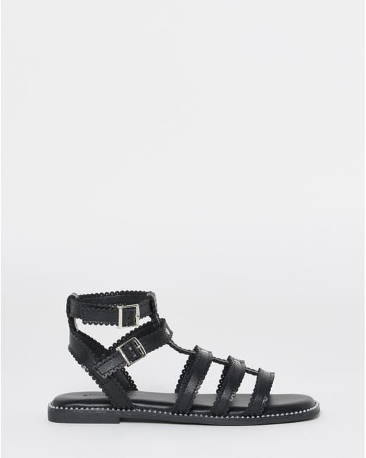 Simply Be Black Scallop Gladiator Sandals Wide