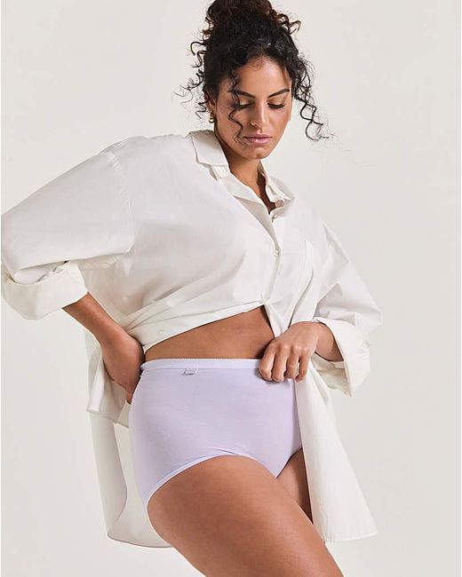 Sloggi Purple 6Pk Basic Maxi Briefs Lilac Multi