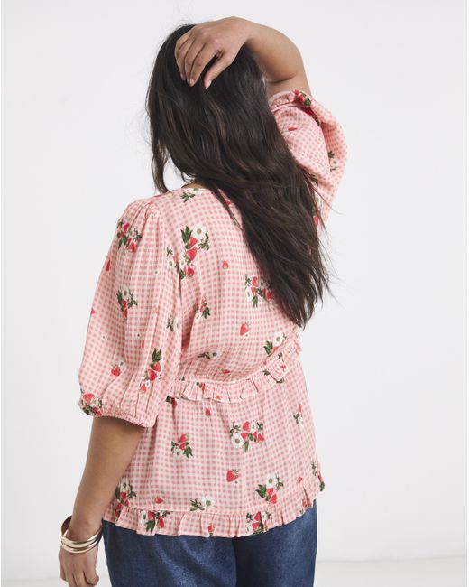 Simply Be Red Crinkle Milkmaid Blouse