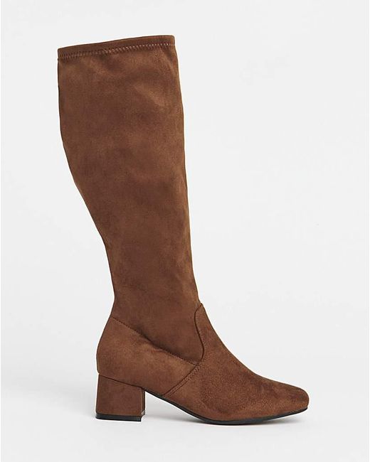 JD Williams Natural Low Block Heel Knee High Boot E C