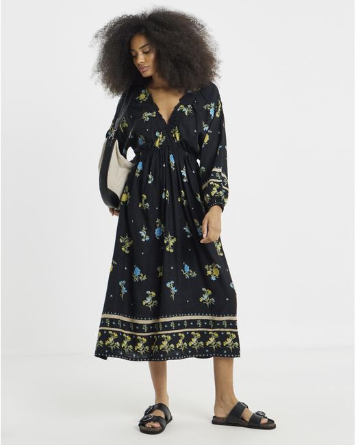 Simply Be White Floral Printed Linen Blend Midi