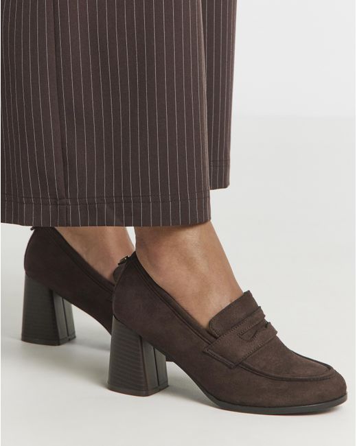Simply Be Brown Vintage Loafer Platform Heel Extra Wide