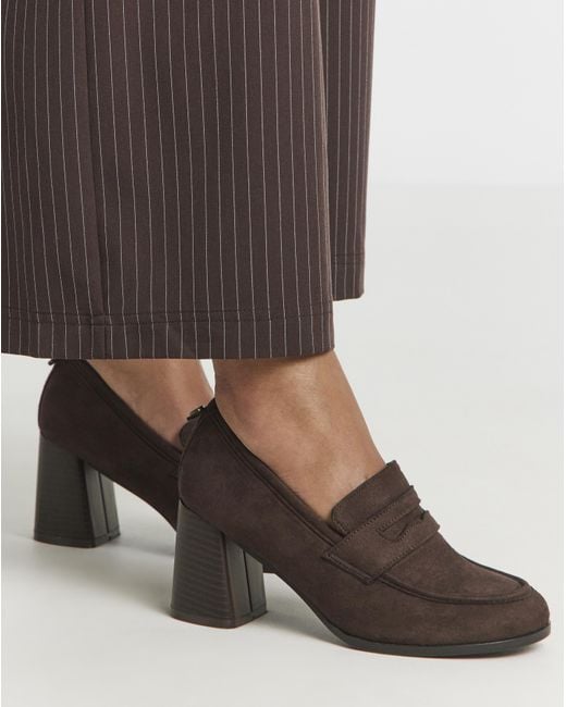 Simply Be Brown Vintage Loafer Platform Heel Extra Wide