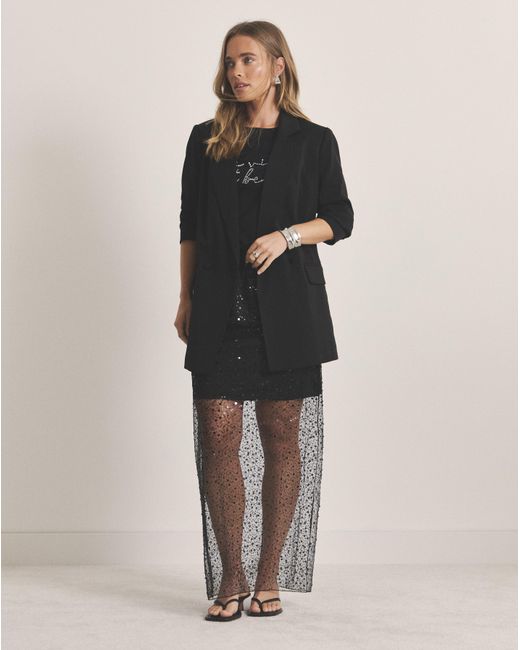 Simply Be Black Sheer Sequin Midaxi Skirt