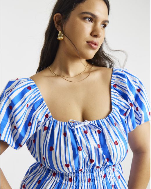 Simply Be Blue Embroidered Top