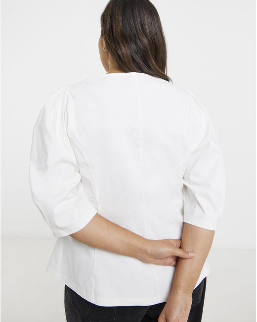 Simply Be White Stretch Bengaline Seam Top