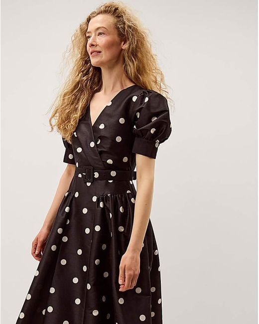 Monsoon Black Amara Belted Midi Dress