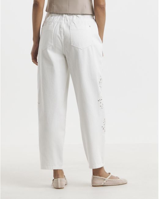 Simply Be White Sbe Broderie Detail Barrel Jeans