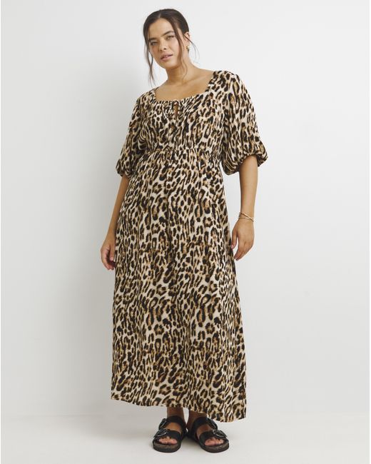 Simply Be Brown Crinkle Goddess Dress