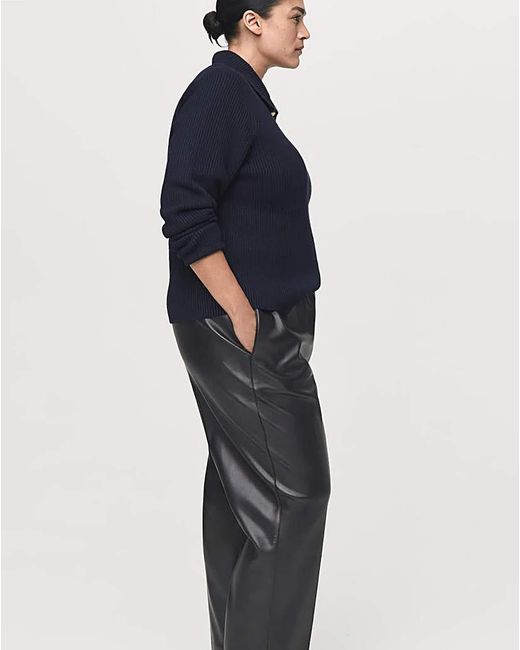 Mango Blue Faux Leather Trousers