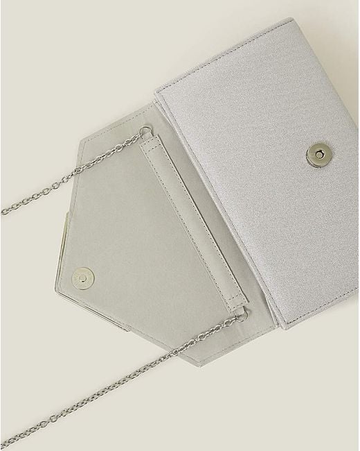 Accessorize Gray Metallic Envelope Clutch Bag