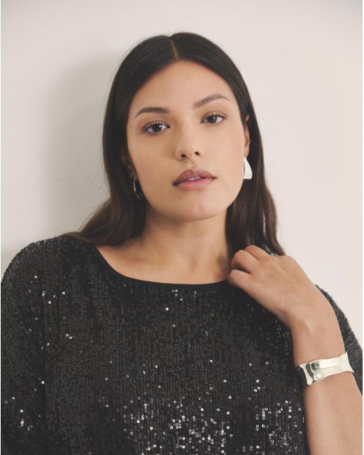 Simply Be Black Linear Sequin Oversized T-Shirt