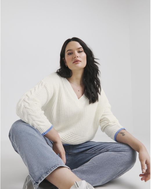 Simply Be Blue Waffle Stitch Jumper