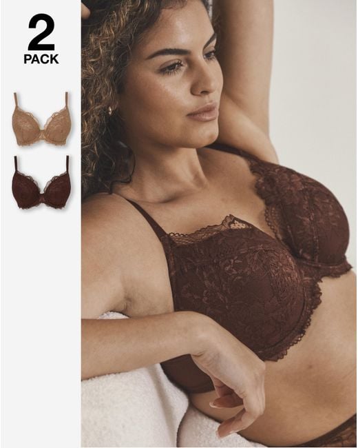 Pretty Secrets Brown 2 Pack Ella Plunge Wired Bras