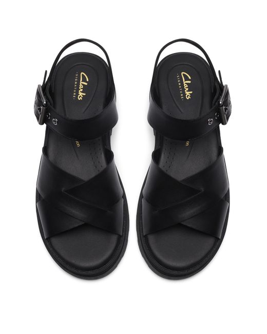 Clarks Black Orinoco Leather Sandal D Fit