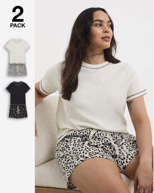 Pretty Secrets White Rib Short Set (2 Pack)