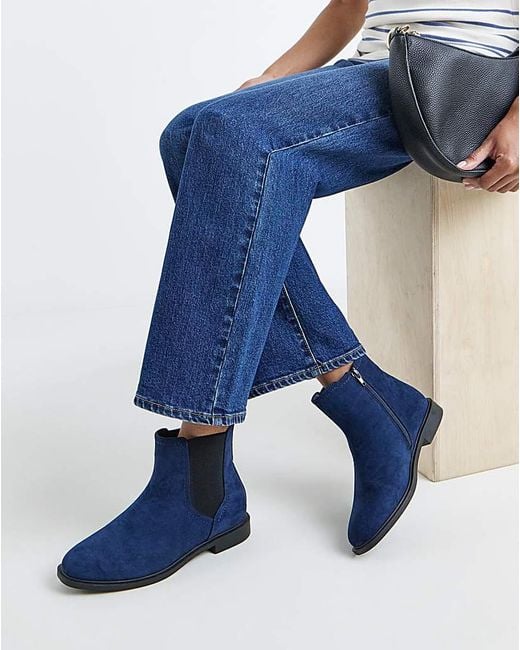 Simply Be Blue Classic Chelsea Boot Extra Wide
