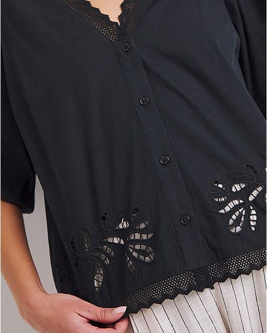 Simply Be Black Broderie Cutwork Blouse