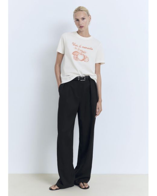Mango White Graphic T-Shirt